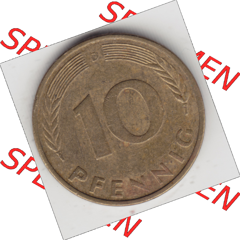 BRD Münze Deutschland Original Bild in PNG 1950-2001, Zehn 10 Pfennig 1985 D-01 Original Rückseite Farbe (1) Sammlung