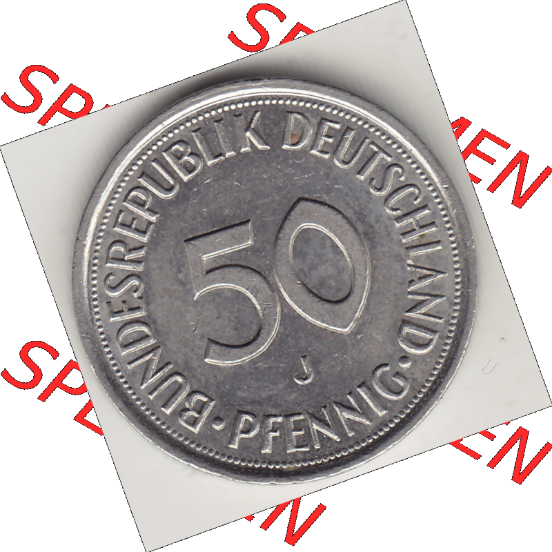 BRD Münze Deutschland Original Bild in PNG 1950-2001, Fünfzig 50 Pfennig 1992 J Original Rückseite Farbe (1) - Das farbiges Digital Bild / Foto der 50 Pfennig Münze... Sammlung