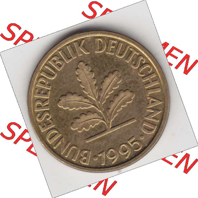 BRD Münze Deutschland Original Bild in PNG 1950-2001, Zehn 10 Pfennig 1995 F-02 Original Vorderseite Farbe (1) Sammlung