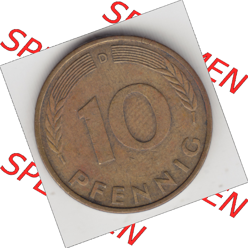 BRD Münze Deutschland Original Bild in PNG 1950-2001, Zehn 10 Pfennig 1988 D-10 Original Rückseite Farbe (1) Sammlung