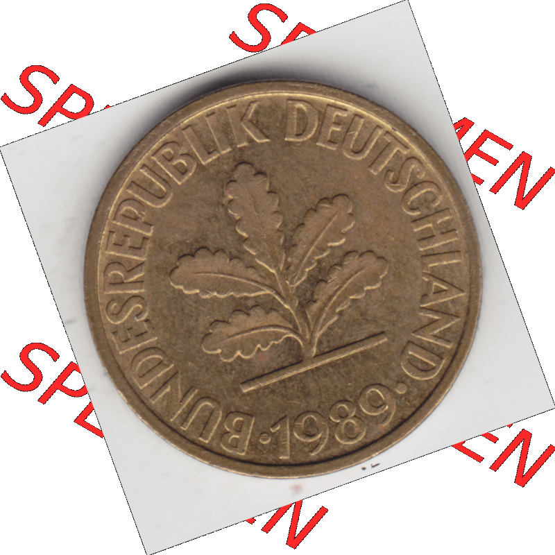 BRD Münze Deutschland Original Bild in PNG 1950-2001, Zehn 10 Pfennig 1989 F-02 Original Vorderseite Farbe (1) Sammlung