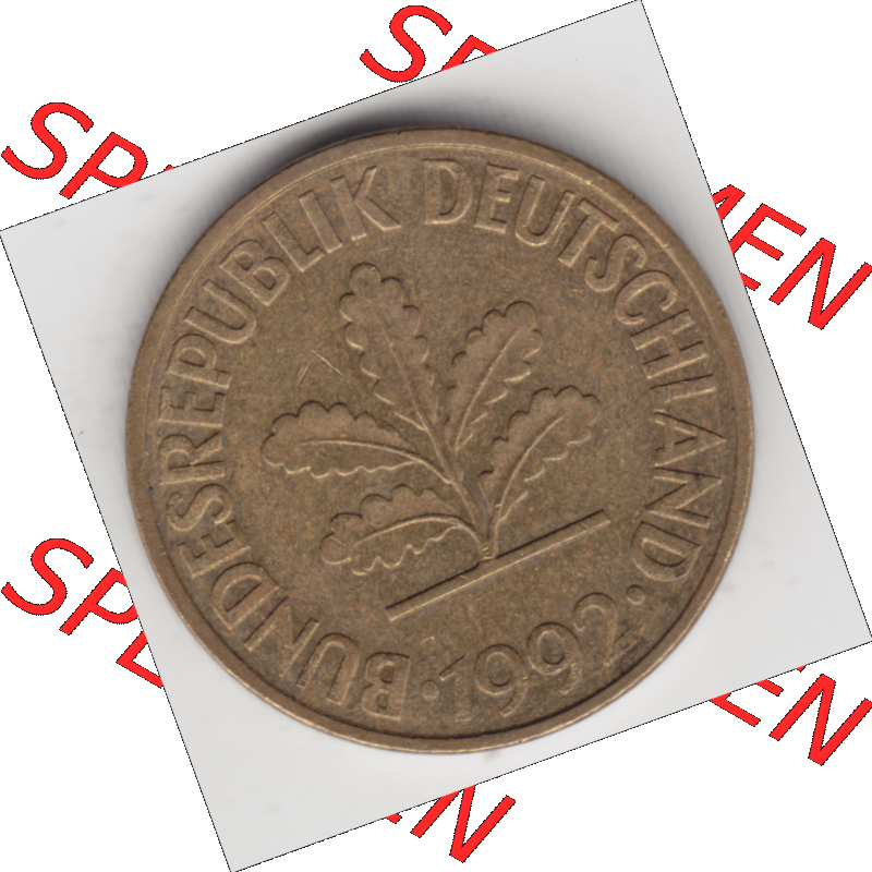 BRD Münze Deutschland Original Bild in PNG 1950-2001, Zehn 10 Pfennig 1992 D-01 Original Vorderseite Farbe (1) Sammlung