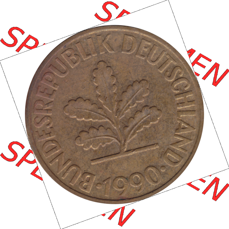 BRD Münze Deutschland Original Bild in PNG 1950-2001, Zehn 10 Pfennig 1990 G-01 VS ausgeschnitten Farbe (1) Sammlung