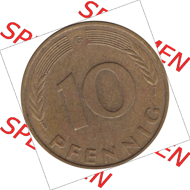 BRD Münze Deutschland Original Bild in PNG 1950-2001, Zehn 10 Pfennig 1984 G-01 RS ausgeschnitten Farbe (1) Sammlung