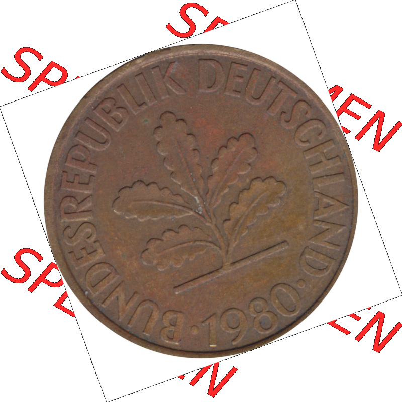 BRD Münze Deutschland Original Bild in PNG 1950-2001, Zehn 10 Pfennig 1980 G-01 VS ausgeschnitten Farbe (1) Sammlung
