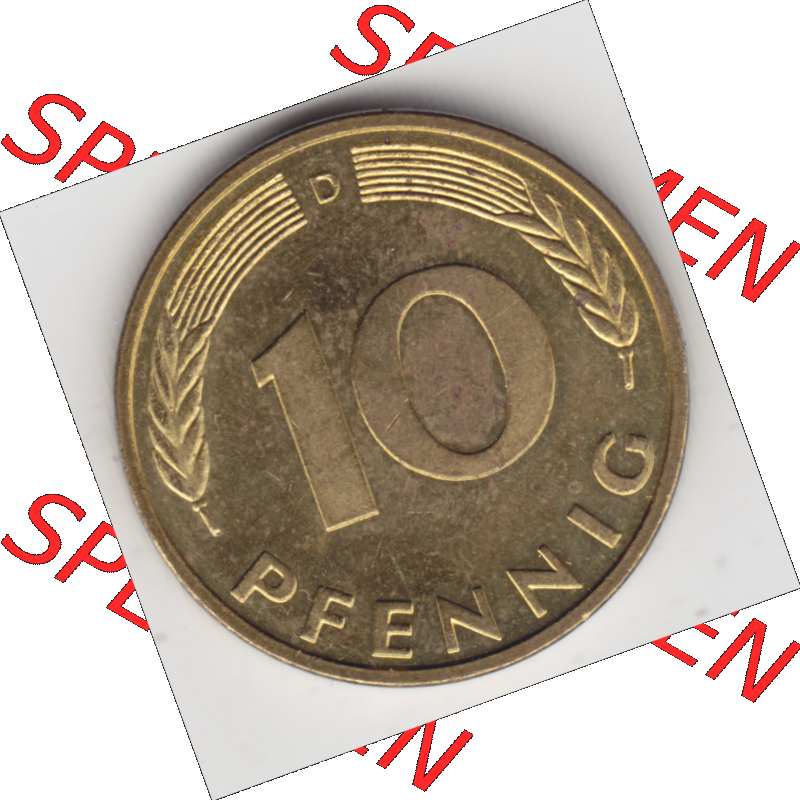 BRD Münze Deutschland Original Bild in PNG 1950-2001, Zehn 10 Pfennig 1994 D-02 Original Rückseite Farbe (1) Sammlung