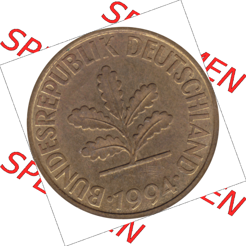 BRD Münze Deutschland Original Bild in PNG 1950-2001, Zehn 10 Pfennig 1994 G-01 VS ausgeschnitten Farbe (1) Sammlung