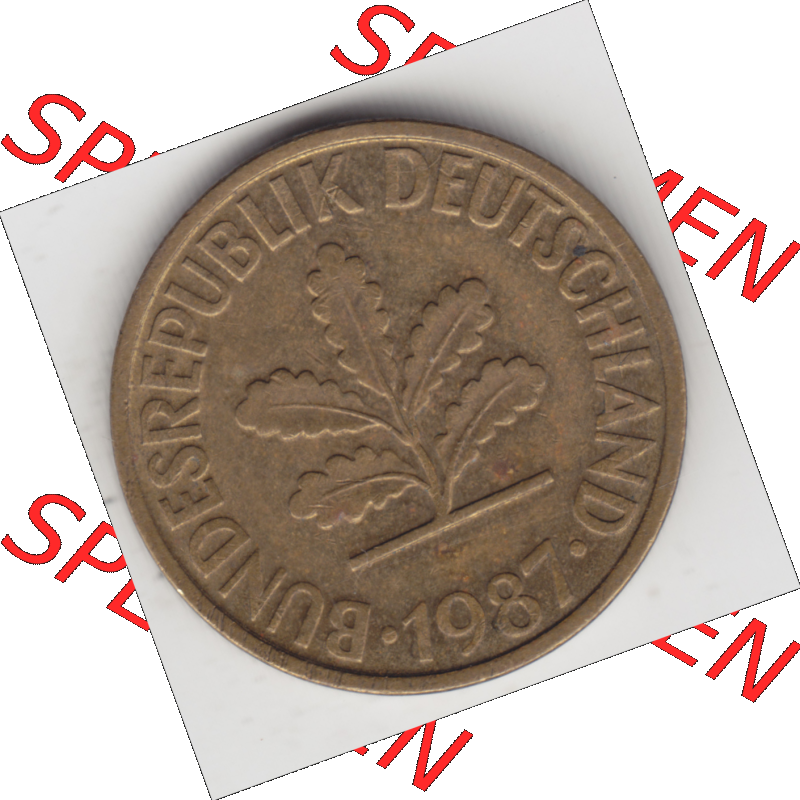 BRD Münze Deutschland Original Bild in PNG 1950-2001, Zehn 10 Pfennig 1987 D-01 Original Vorderseite Farbe (1) Sammlung