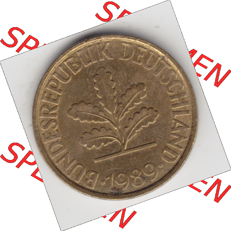 BRD Münze Deutschland Original Bild in PNG 1950-2001, Zehn 10 Pfennig 1989 F-01 Original Vorderseite Farbe (1) Sammlung