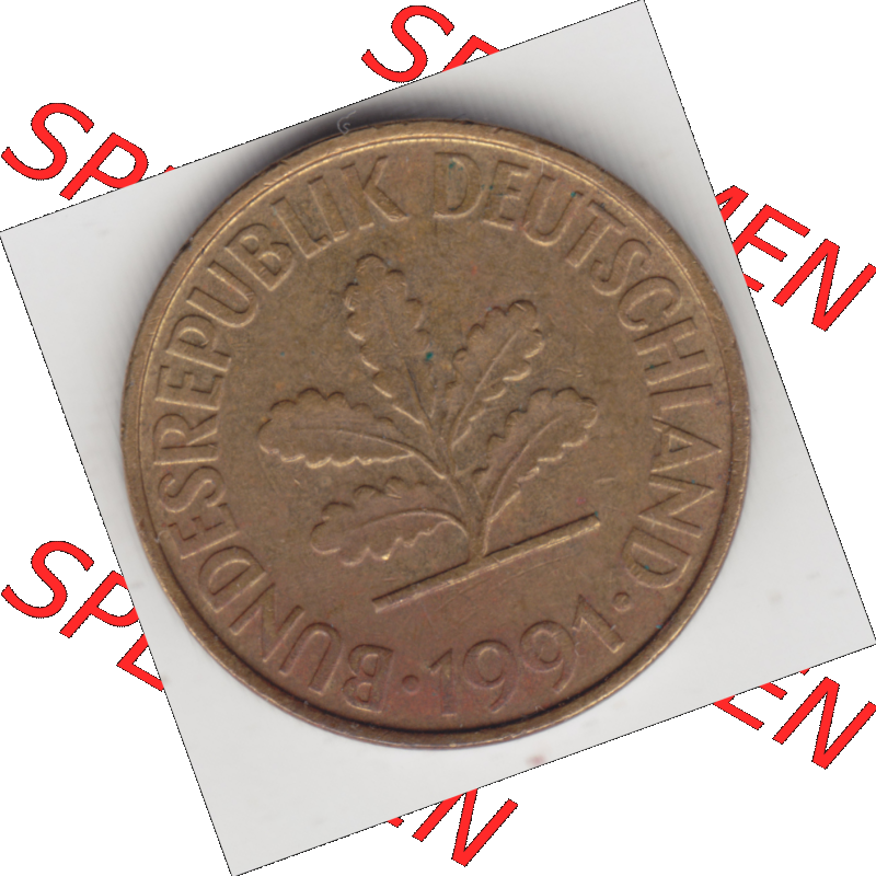 BRD Münze Deutschland Original Bild in PNG 1990-2001, Zehn 10 Pfennig 1991 A-01 Original Vorderseite Farbe (1) Sammlung