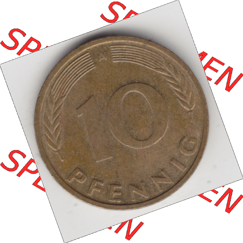 BRD Münze Deutschland Original Bild in PNG 1990-2001, Zehn 10 Pfennig 1992 A-01 Original Rückseite Farbe (1) Sammlung