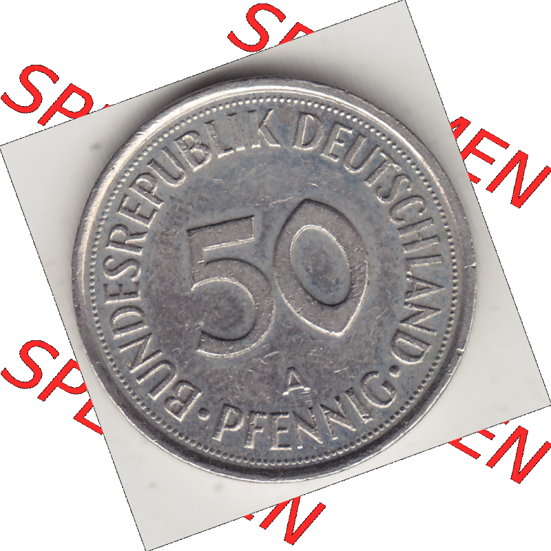 BRD Münze Deutschland Original Bild in PNG 1990-2001, Fünfzig 50 Pfennig 1994 A Original Rückseite Farbe (1) - Das farbiges Digital Bild / Foto der 50 Pfennig Münze... Sammlung