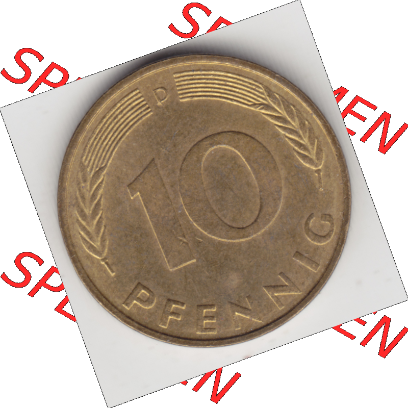 BRD Münze Deutschland Original Bild in PNG 1950-2001, Zehn 10 Pfennig 1991 D-03 Original Rückseite Farbe (1) Sammlung