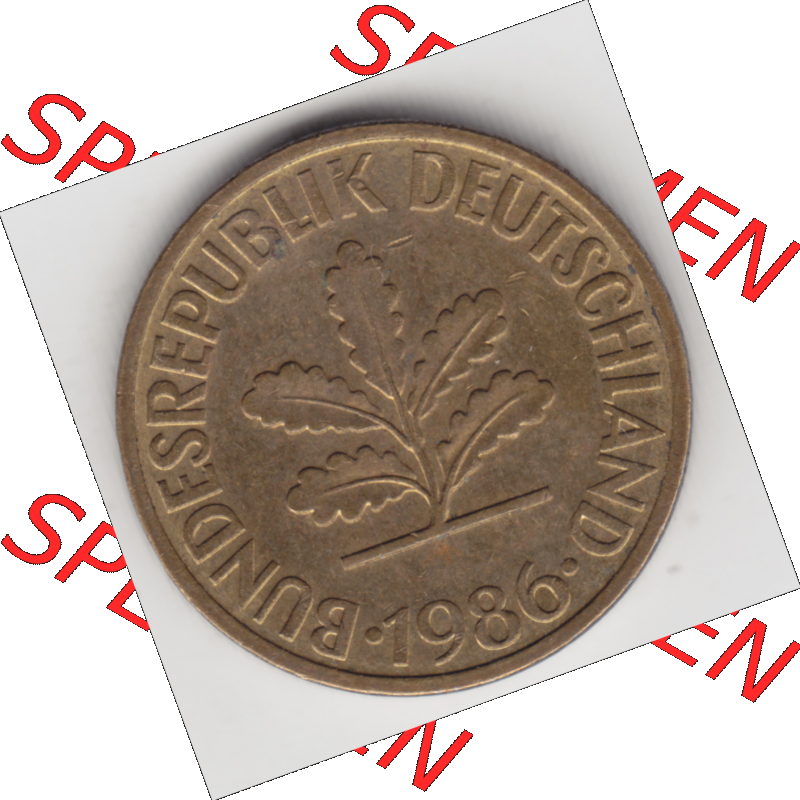 BRD Münze Deutschland Original Bild in PNG 1950-2001, Zehn 10 Pfennig 1986 D-07 Original Vorderseite Farbe (1) Sammlung