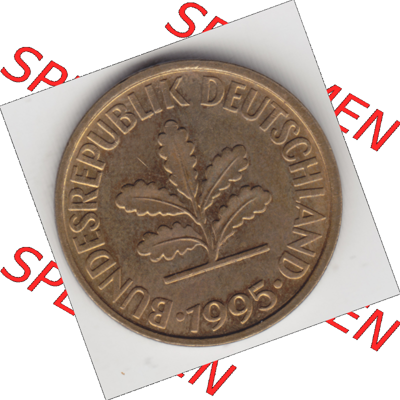 BRD Münze Deutschland Original Bild in PNG 1950-2001, Zehn 10 Pfennig 1995 F-01 Original Vorderseite Farbe (1) Sammlung