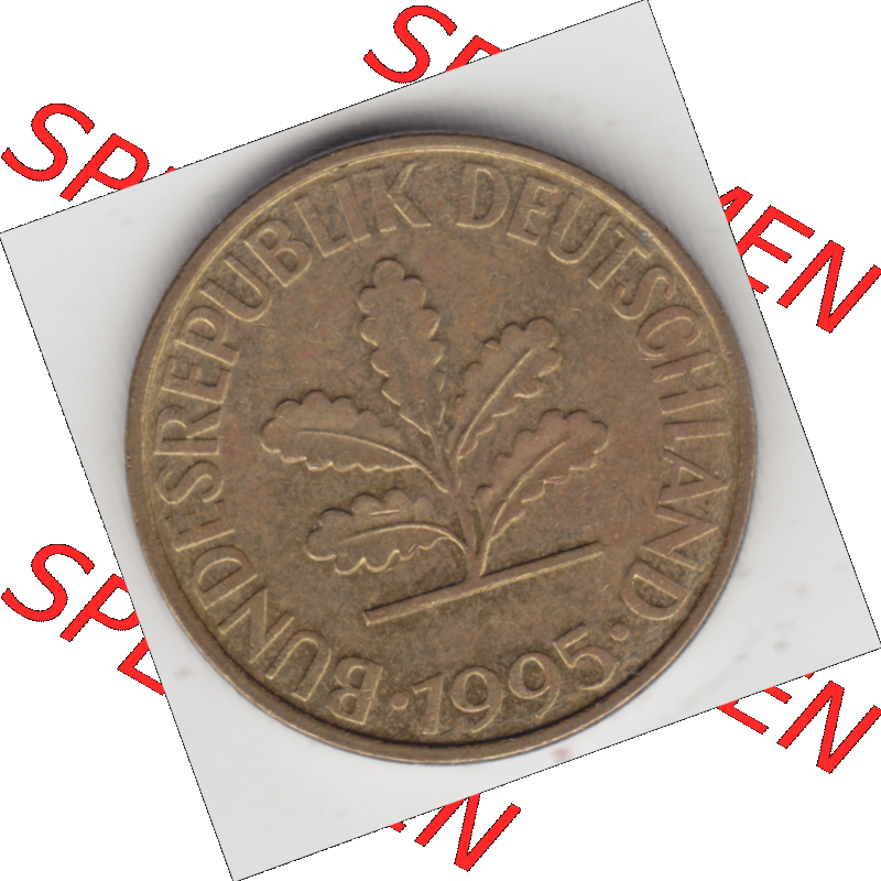 BRD Münze Deutschland Original Bild in PNG 1950-2001, Zehn 10 Pfennig 1995 F-03 Original Vorderseite Farbe (1) Sammlung
