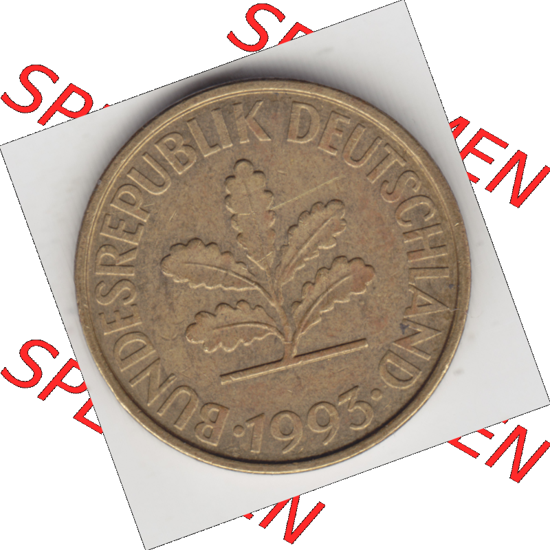 BRD Münze Deutschland Original Bild in PNG 1950-2001, Zehn 10 Pfennig 1993 F-01 Original Vorderseite Farbe (1) Sammlung