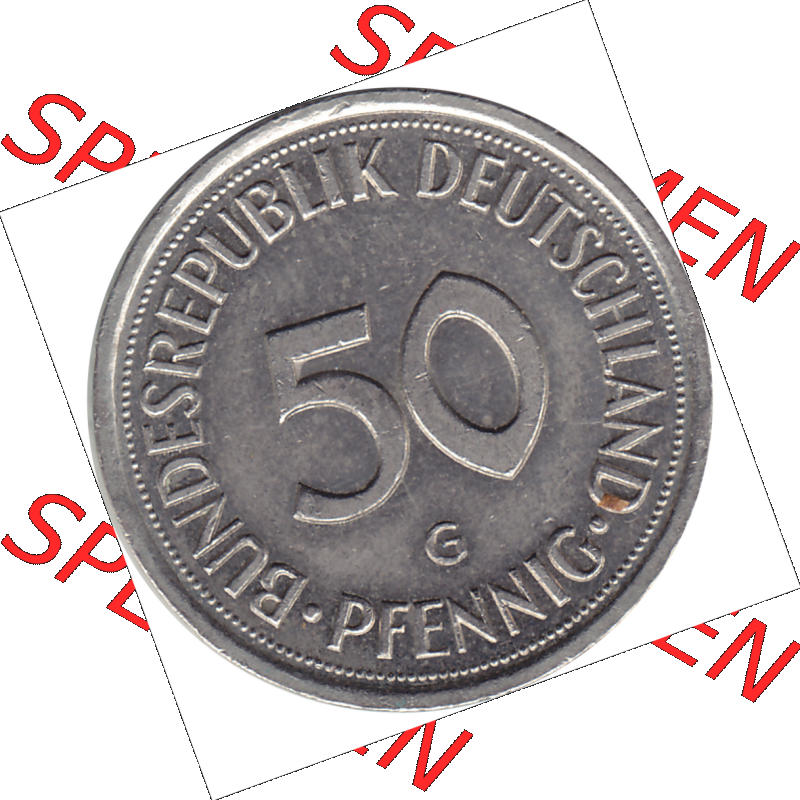 BRD Münze Deutschland Original Bild in PNG 1950-2001, Fünfzig 50 Pfennig 1994 G RS ausgeschnitten Farbe (1) - Das farbiges Digital Bild / Foto der 50 Pfennig Münze der... Sammlung