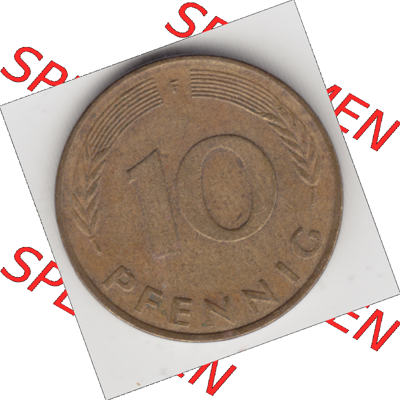 BRD Münze Deutschland Original Bild in PNG 1950-2001, Zehn 10 Pfennig 1978 F-01 Original Rückseite Farbe (1) Sammlung