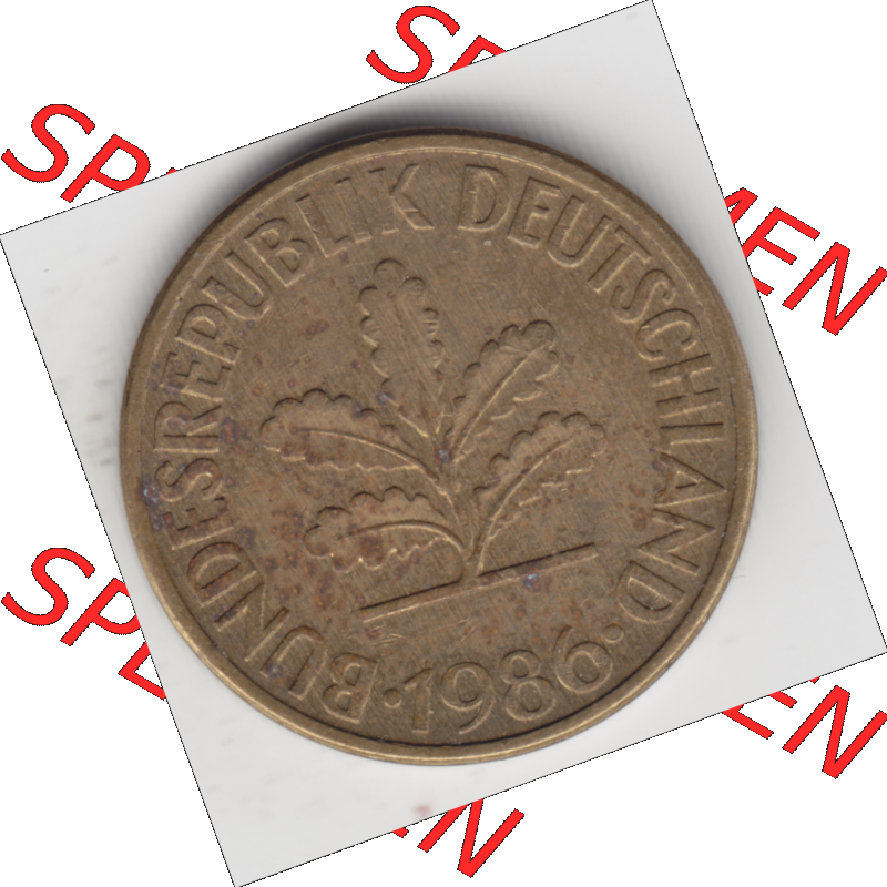 BRD Münze Deutschland Original Bild in PNG 1950-2001, Zehn 10 Pfennig 1986 D-01 Original Vorderseite Farbe (1) Sammlung