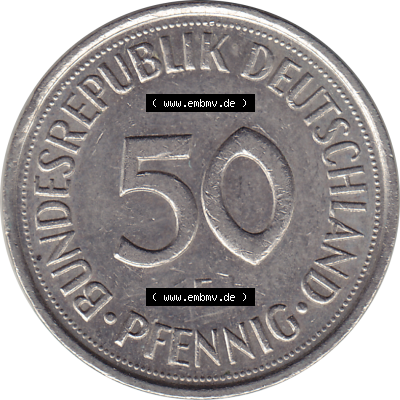 BRD Münze Deutschland Original Bild in PNG 1950-2001, Fünfzig 50 Pfennig 1992 F RS ausgeschnitten Farbe (1) - Das farbiges Digital Bild / Foto der 50 Pfennig Münze der... Sammlung