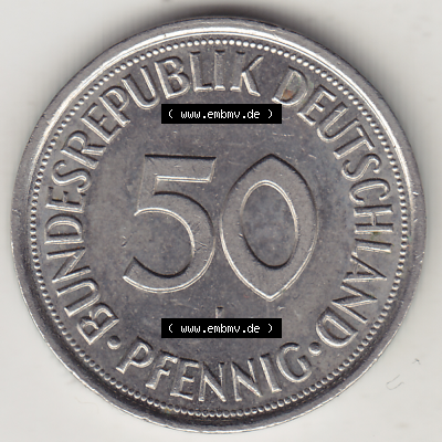 BRD Münze Deutschland Original Bild in PNG 1950-2001, Fünfzig 50 Pfennig 1992 J Original Rückseite Farbe (1) - Das farbiges Digital Bild / Foto der 50 Pfennig Münze... Sammlung