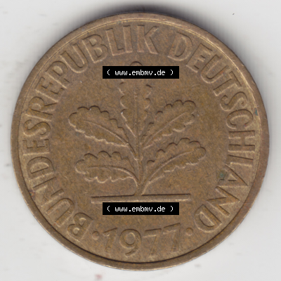 BRD Münze Deutschland Original Bild in PNG 1950-2001, Zehn 10 Pfennig 1977 D-01 Original Vorderseite Farbe (1) Sammlung