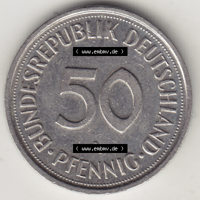 BRD Münze Deutschland Original Bild in PNG 1990-2001, Fünfzig 50 Pfennig 1992 A Original Rückseite Farbe (1) - Das farbiges Digital Bild / Foto der 50 Pfennig Münze... Sammlung