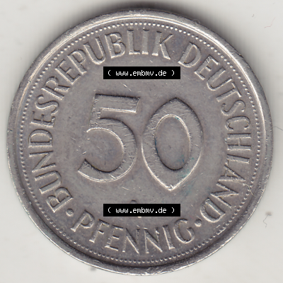 BRD Münze Deutschland Original Bild in PNG 1990-2001, Fünfzig 50 Pfennig 1990 A Original Rückseite Farbe (1) - Das farbiges Digital Bild / Foto der 50 Pfennig Münze... Sammlung