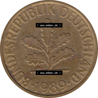 BRD Münze Deutschland Original Bild in PNG 1950-2001, Zehn 10 Pfennig 1989 G-01 VS ausgeschnitten Farbe (1) Sammlung