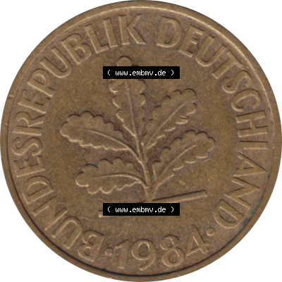 BRD Münze Deutschland Original Bild in PNG 1950-2001, Zehn 10 Pfennig 1984 G-01 VS ausgeschnitten Farbe (1) Sammlung