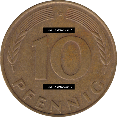 BRD Münze Deutschland Original Bild in PNG 1950-2001, Zehn 10 Pfennig 1979 G-01 RS ausgeschnitten Farbe (1) Sammlung