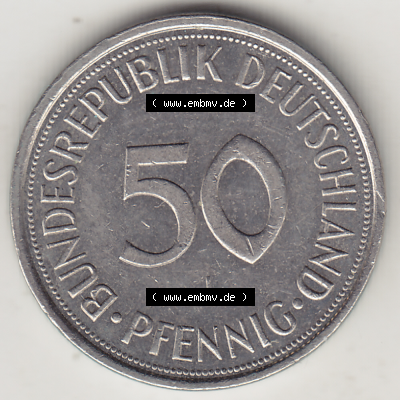 BRD Münze Deutschland Original Bild in PNG 1950-2001, Fünfzig 50 Pfennig 1993 J Original Rückseite Farbe (1) - Das farbiges Digital Bild / Foto der 50 Pfennig Münze... Sammlung
