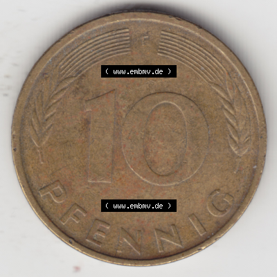 BRD Münze Deutschland Original Bild in PNG 1950-2001, Zehn 10 Pfennig 1981 F-01 Original Rückseite Farbe (1) Sammlung