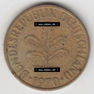 BRD Münze Deutschland Original Bild in PNG 1950-2001, Zehn 10 Pfennig 1970 D-01 Original Vorderseite Farbe (1) Sammlung