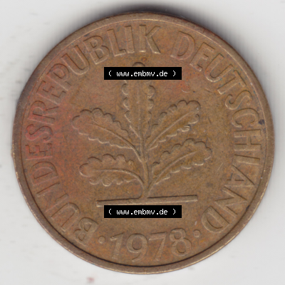 BRD Münze Deutschland Original Bild in PNG 1950-2001, Zehn 10 Pfennig 1978 D-01 Original Vorderseite Farbe (1) Sammlung