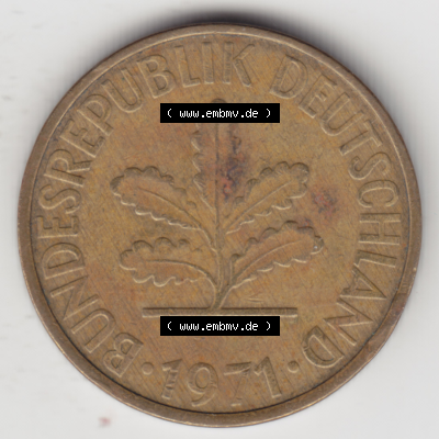 BRD Münze Deutschland Original Bild in PNG 1950-2001, Zehn 10 Pfennig 1971 F-05 Original Vorderseite Farbe (1) Sammlung