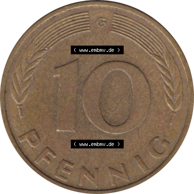 BRD Münze Deutschland Original Bild in PNG 1950-2001, Zehn 10 Pfennig 1984 G-01 RS ausgeschnitten Farbe (1) Sammlung