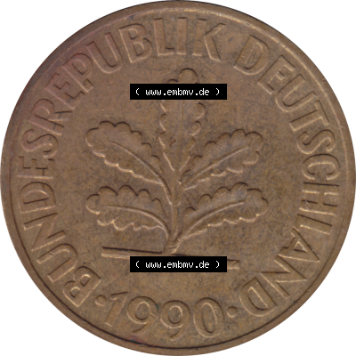BRD Münze Deutschland Original Bild in PNG 1950-2001, Zehn 10 Pfennig 1990 G-01 VS ausgeschnitten Farbe (1) Sammlung