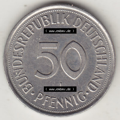 BRD Münze Deutschland Original Bild in PNG 1950-2001, Fünfzig 50 Pfennig 1994 J Original Rückseite Farbe (1) - Das farbiges... Sammlung