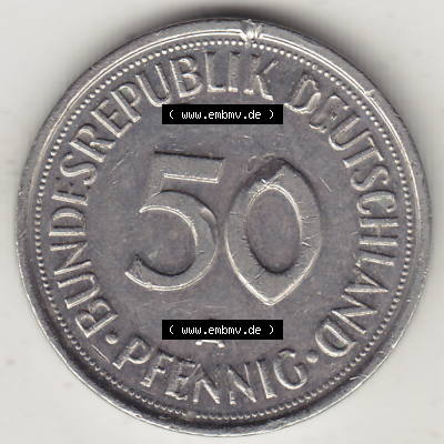 BRD Münze Deutschland Original Bild in PNG 1990-2001, Fünfzig 50 Pfennig 1993 A Original Rückseite Farbe (1) - Das farbiges... Sammlung