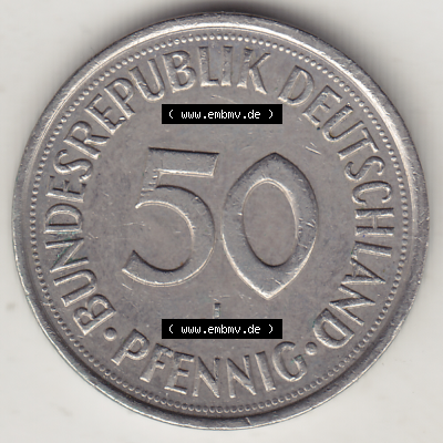 BRD Münze Deutschland Original Bild in PNG 1950-2001, Fünfzig 50 Pfennig 1990 J Original Rückseite Farbe (1) - Das farbiges... Sammlung