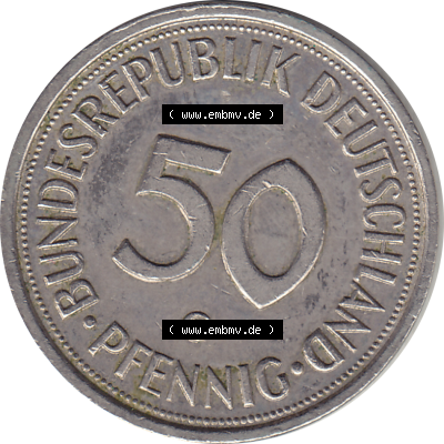 BRD Münze Deutschland Original Bild in PNG 1950-2001, Fünfzig 50 Pfennig 1993 G RS ausgeschnitten Farbe (1) - Das farbiges Digital... Sammlung