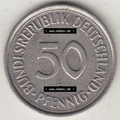 BRD Münze Deutschland Original Bild in PNG 1950-2001, Fünfzig 50 Pfennig 1986 F Original Rückseite Farbe (1) - Das farbiges... Sammlung
