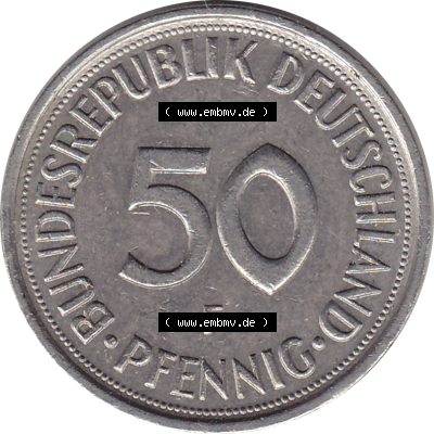 BRD Münze Deutschland Original Bild in PNG 1950-2001, Fünfzig 50 Pfennig 1990 F-1 RS ausgeschnitten Farbe (1) - Das farbiges... Sammlung