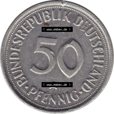 BRD Münze Deutschland Original Bild in PNG 1990-2001, Fünfzig 50 Pfennig 1993 A RS ausgeschnitten Farbe (1) - Das farbiges Digital... Sammlung