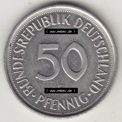 BRD Münze Deutschland Original Bild in PNG 1950-2001, Fünfzig 50 Pfennig 1994 F Original Rückseite Farbe (1) - Das farbiges... Sammlung