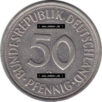 BRD Münze Deutschland Original Bild in PNG 1950-2001, Fünfzig 50 Pfennig 1990 D-1 RS ausgeschnitten Farbe (1) - Das farbiges... Sammlung