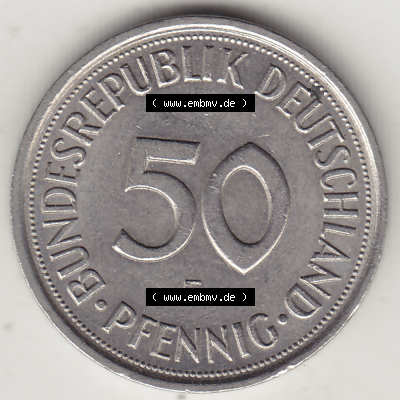 BRD Münze Deutschland Original Bild in PNG 1950-2001, Fünfzig 50 Pfennig 1991 F Original Rückseite Farbe (1) - Das farbiges... Sammlung