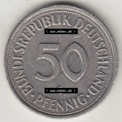 BRD Münze Deutschland Original Bild in PNG 1950-2001, Fünfzig 50 Pfennig 1986 G Original Rückseite Farbe (1) - Das farbiges... Sammlung